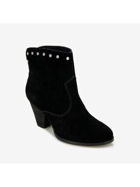 Splendid Esmae Black Suede Studded Block Heel Ankle Boots - NWT